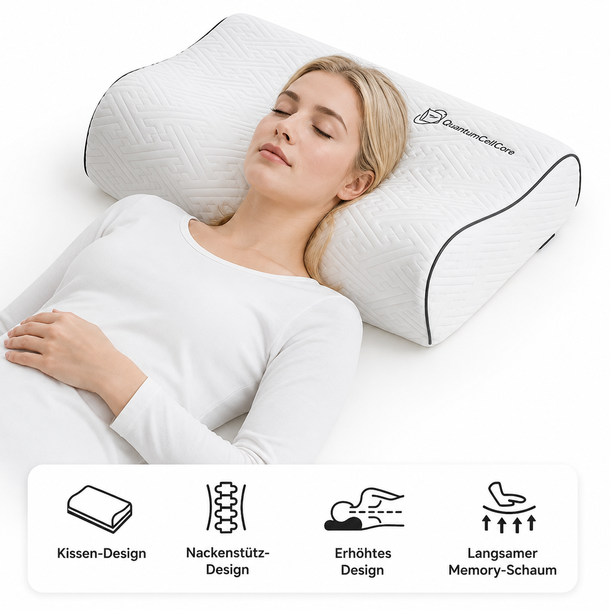 Removable height insert inside the NeckRise pillow