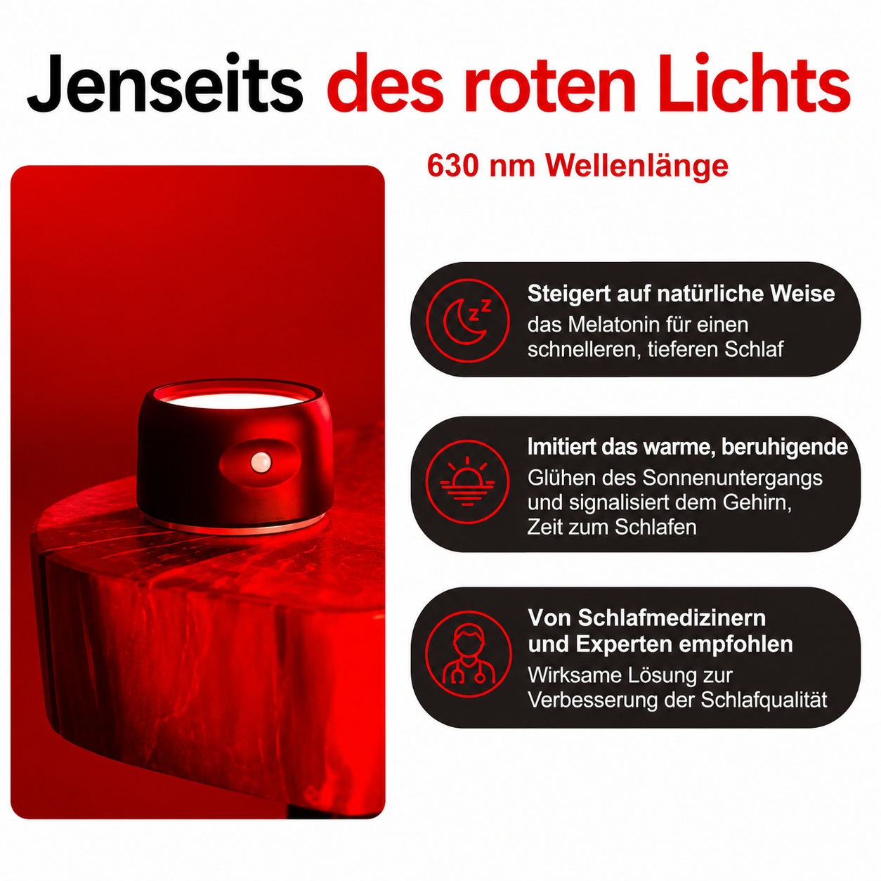 GlowDown — 630 nm Red Bedside Light