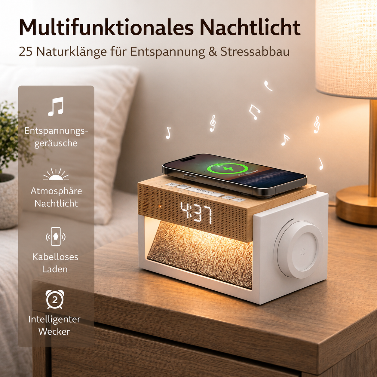 AuroraWake warm bedside-light setting