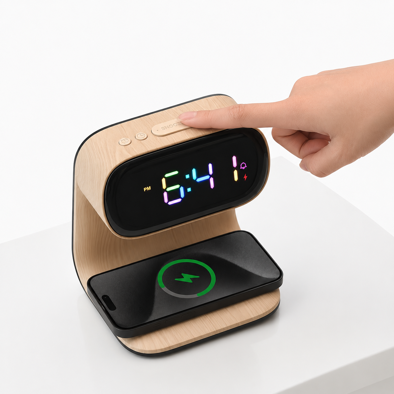 GlowCharge Pro digital clock with colour display