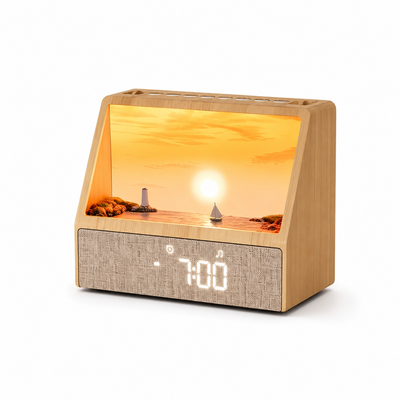 DawnScape sunrise alarm with illuminated nature scene