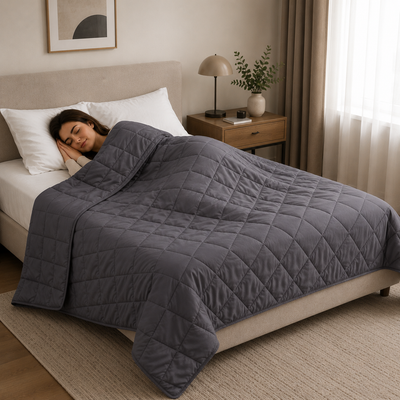 Close view of the CalmWeight quilted cotton cover