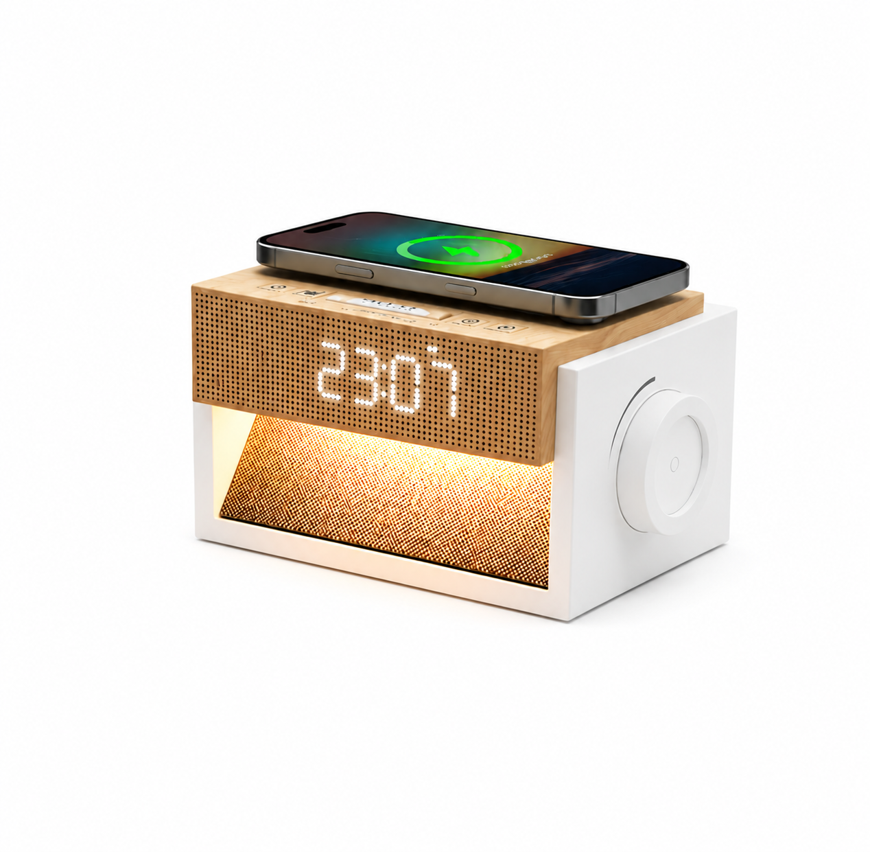 AuroraWake bedside alarm, sound machine and warm night light